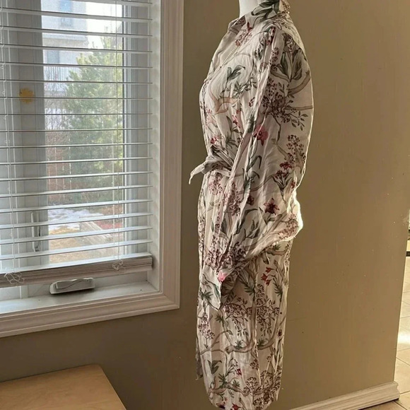 [M]Johanne Ortiz xH&M Designer White Orchid Linen Button Down L/S Shirt Dress - Picture 10 of 16